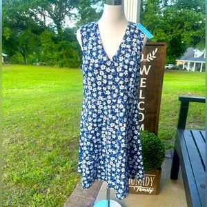 Draper James Magnolia Print Floral Love‎ Sleeveless Midi Circle Dress Size 14